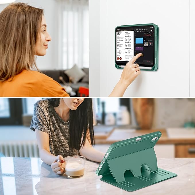 VIKESI Case for iPad iPad mini 7 (A17 Pro) and iPad mini 6Multiple Angles Magnetic Stand CoverShockproof Soft BackPencil Holderand Auto Sleep/WakeForest Green