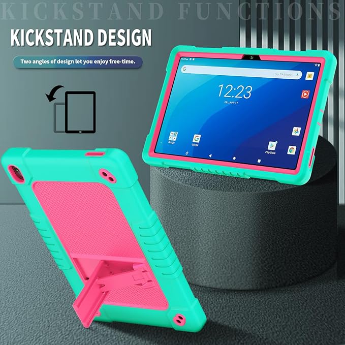 for Onn 10.1 inch Tablet Case 2024for Onn 10.1 Tablet Case Gen 4 Shockproof Rugged Kids Cover with Screen Protector Shoulder Strap for Walmart 10.1 (2024 Model:100135925)(GreenPink+2Pcs)