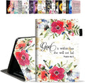 Case for Amazon Kindle Fire HD 10 &amp 10 Plus Tablet 10.1 (13th/11th Generation 2023/2021 Release) - PU Leather Folio Case with Smart Auto Wake/Sleep Floral Quote Bible Verse Psalm 46:5