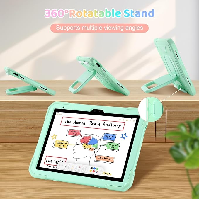 Case for iPad (A16) 2025 11th Gen 10.9'' iPad 10th Generation 2022 10.9'' with Tempered Glass Screen Protector Rugged Kid Case with Shoulder Strap/Pencil Holder/Folding Stand (Mint Green)