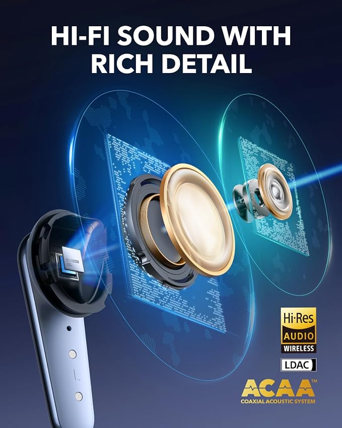 Soundcore Liberty 4 Pro by Anker Noise Cancelling Wireless Earbuds 7-Sensor and Real-Time Adaptive Noise Cancelling 2× Faster Charging Studio-Level Hi-Fi Music Clear Calls with 6 Mics and AI
