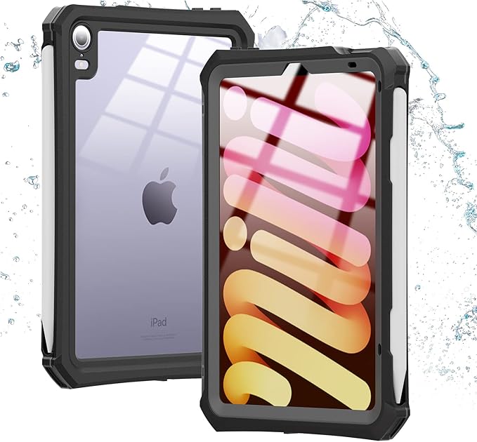 ShellBox Case for New 8.3 inch Apple iPad mini 7th/6th GenFull-Body Protector case with Magnetic Pencil Holder/Fingerprint Unlock for iPad mini7 &amp6 2024 ReleasedBlack
