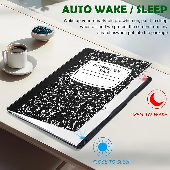 Case for Remarkable Paper Pro Tablet 11.8 (Released in 2024) Hard Back Shell Protective Book Folio Cover with Built-in Pen Holder with Auto Sleep/Wake Function.