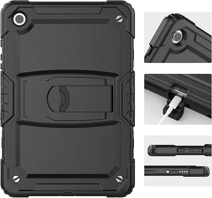 SaharaCase Defense Series Case for Galaxy Tab A11+ and Galaxy Tab A9+ - Integrated Kickstand Built-in Screen Protector Shoulder Strap - Black