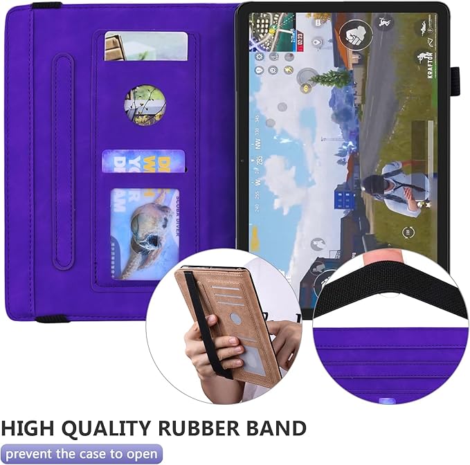 Dteck Case for All-New Amazon Fire HD 10 and 10 Plus Tablet (13th/11th Generation 2023/2021 Release)PU Leather Slim Folding Stand Cover with Pencil Holder Shockproof Magnetic Card Slots ShellPurple