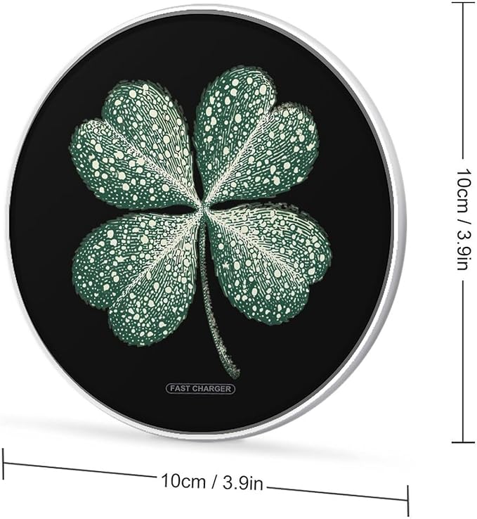 Four-Leaf Clovers Fast Portable Charger 10W Funny Graphic Phone Charging Pad with USB Cable