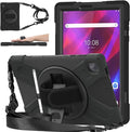 DreamerX Kids Case for Lenovo Tab K10 2021 / M10 FHD Plus 2nd Gen 10.3-inch 2020 Rugged Silicone Case Cover with Stand Hand/Shoulder Strap for 10.3 Tab K10 TB-X6C6L TB-X6C6F M10 Plus TB-X606F Black