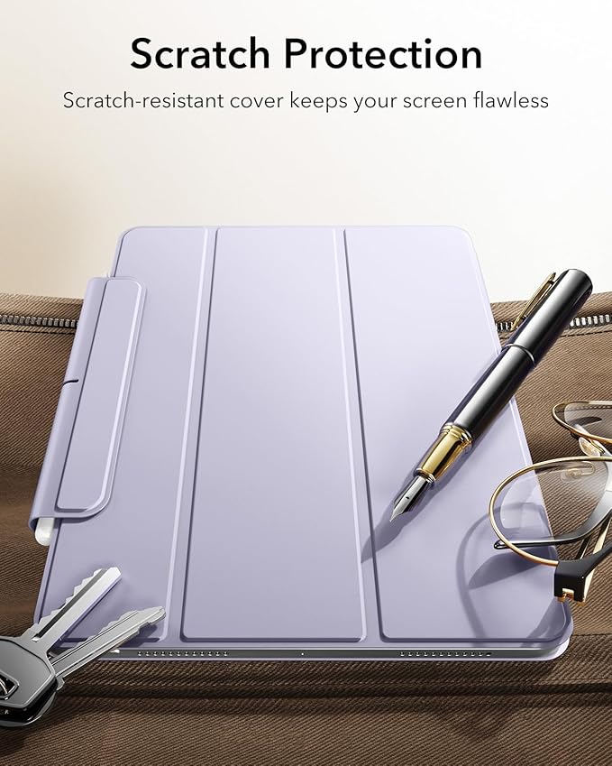ESR for iPad Air 13 Inch Case M4/M3/M2 (2026/2025/2024) iPad Pro 12.9 Case Powerful Magnetic Attachment Slim Trifold Stand Case Supports Pencil Pro &amp Pencil (USB-C) Rebound Series Light Purp