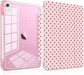 TWOLSKOO Sparkly Case for iPad Pro 11 inch (M5 2025 / M4 2024) Glitter Hard Acrylic Back with Pencil Holder Slim Trifold Stand Folio Cover Auto Sleep/Wake Pink Polka Dot