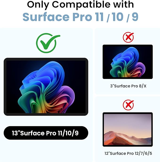 Omnpak for Microsoft Surface Pro 11/10/9 Case Rugged Protective Cover with Hand Strap Compatible with Type Cover Keyboard