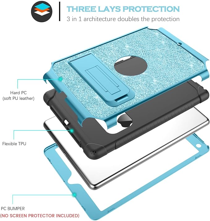 YINLAI Case for iPad 9.7 InchiPad 6th 5th Generation CaseiPad air 2 Case with Kickstand Holder Glitter Bling Kid Girl Women Shockproof Protective Cover for iPad 6th 5th Gen/iPad Air 2rd Gen Blue