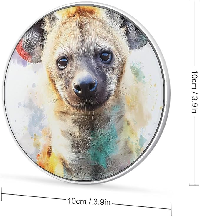 Hyena Dog Fast Portable Charger 10W Funny Graphic Phone Charging Pad with USB Cable