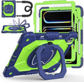 Case for iPad Pro 13 Inch M5 2025 / M4 2024 Auorld for iPad Pro 13 Inch M5 2025 with Screen Protector 360 Degree Rotating Stand Shoulder Strap Pencil Holder Navy Green