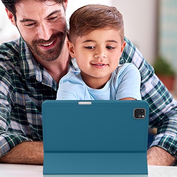 ZryXal New iPad Pro 13 Inch Case (M5) 2025 / (M4) 2024 with Pencil Holder Smart iPad Case [Support Pencil Pro and Pencil (USB-C)] Support Touch ID and Auto Wake/Sleep (Teal)
