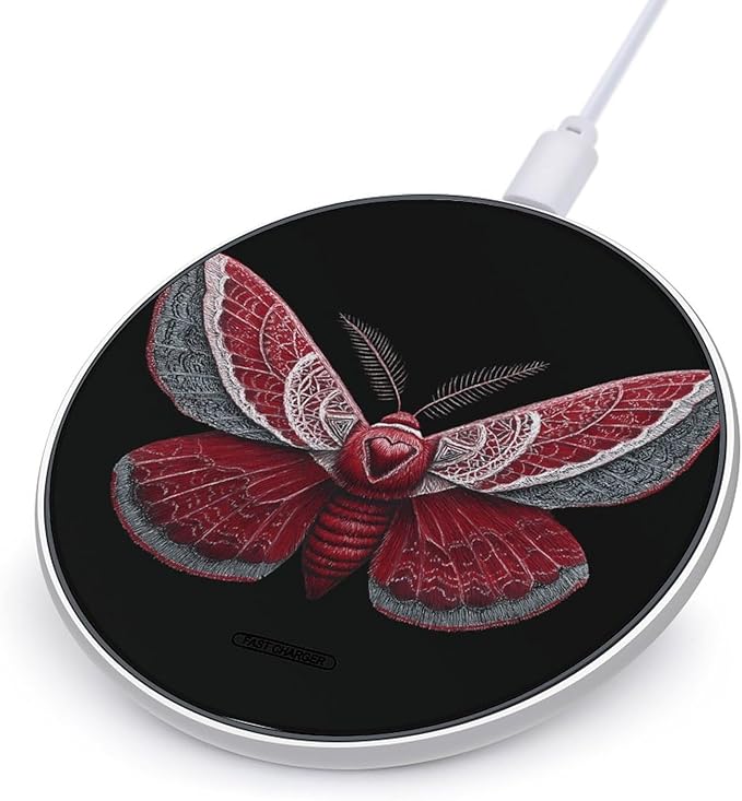 Luna Moth Valentine's Day Phone Charger Magnetic Charging Pad Anti-Slip with USB Cable