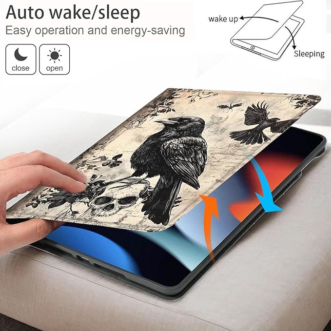Bxgolkgd Tablet Case for 6.8 Kindle Paperwhite (11th Generation-2021) &amp Kindle Paperwhite Signature EditionAuto Wake/Sleep FunctionVintage Raven Skull