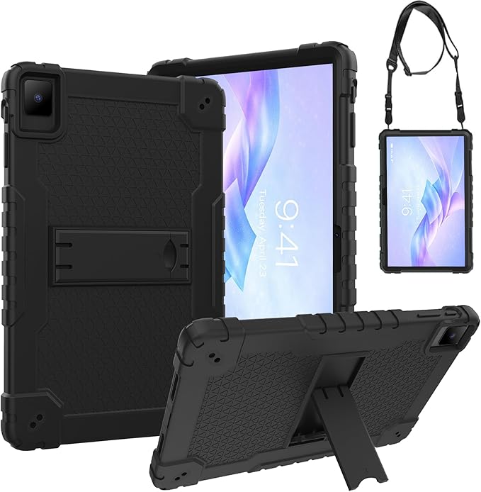 for TCL TAB 10 NXTPAPER 5G 10.4 Inch Tablet case Hybrid Shockproof Silicone Gel Protective Cover with Kickstand for TCL TAB 10 NXTPAPER 5G 10.4 Inch 2025 (9199S) (Black)