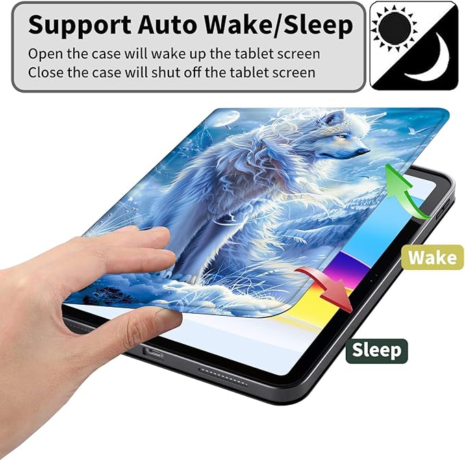 Case for Kindle Paperwhite 12th Generation 7 &amp Kindle ColorSoft Signature Edition PU Leather Protective Cover with Auto Sleep/Wake for Kindle Paperwhite 2024 – White Wolf