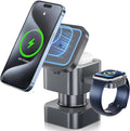 2026 New 4 in 1 Wireless Charging Stand with Night Light Function Compatible with Apple and Android Devices Supports iPhone 17/16/15/14/13/12 Apple Watch Series AirPods Samsung Galaxy Sandy Gold
