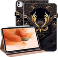 ALILANG Case for iPad Pro 13 inch M5/M4 (2025/2024) Tablet Case PU Leather Shockproof Folding Stand Cover with Card Holder and Pen Holder -Owl