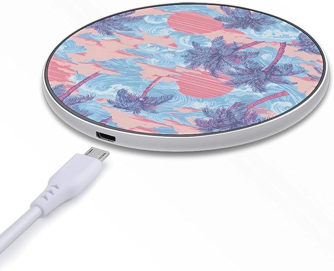Palms Trees Ocean Wave Sun Clouds Phone Charger Magnetic Charging Pad Anti-Slip with USB Cable