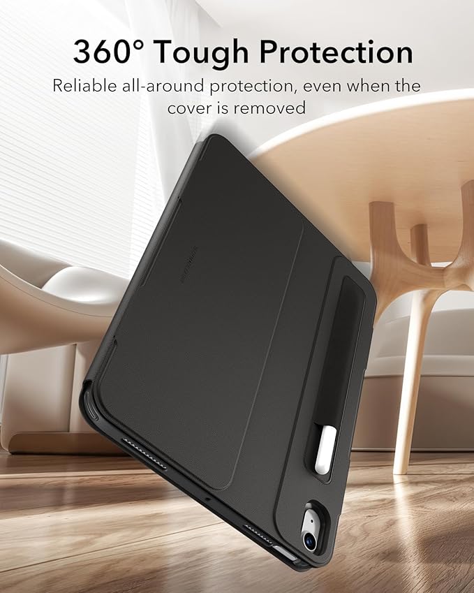 ESR for iPad Air 11 Inch Case M3/M2 (2025/2024) iPad Air 5th/4th Gen Case (2022/2020) 10.9 Inch Removable Magnetic Cover Adjustable Portrait/Landscape Stand 9 Standing Angles Durable Black