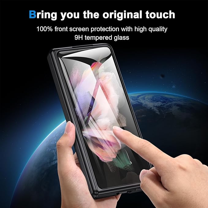 for Samsung Fold3 Kickstand Case: Galaxy z3 fold 5G Phone Cover with Hinge Protection Screen Protector 2021 Black