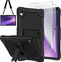 Case for Pritom Tab 10 Lite Tablet/TECLAST P26T/TECLAST P25T/Wetap M10 10.1 inch Tablet Shockproof Firendly Case Built in Kickstand Shoulder Strap with Screen Protector (Black/Black/2 PCS)
