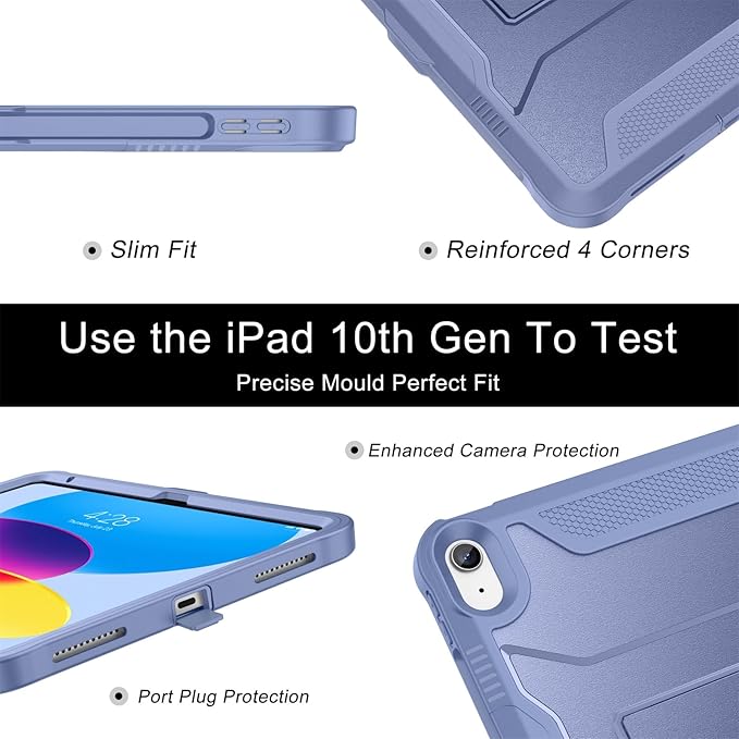 Soke Case for iPad (A16) 11th Generation 11-inch 2025 iPad 10th Generation 10.9-inch 2022 with Built-in Screen Protector and Kickstand Rugged Full Body Protective Cover - Lavender Gray