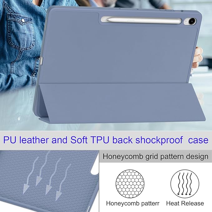 for Galaxy Tab S10 FE Plus Case 13.1 Inch 2025 (Model: SM-X620/SM-X626B) Trifold Stand Cover with S Pen Holder [Auto Wake/Sleep] PU Leather + Soft TPU Back Shell for Tab S10 FE+ 13.1Purple