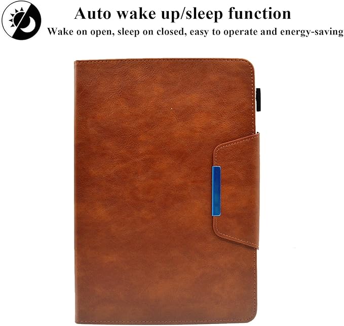 Folio Case for Amazon Kindle Fire HD 8/Fire HD 8 Plus (12th/10th Generation 2024/2022/2020) 8 UUcovers PU Leather Magnetic Smart Cover with Stand/Pencil Holder/Pockets [Auto Sleep/Wake] Brown