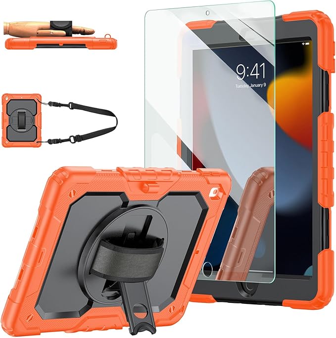 Orange Case with Glass Screen Protector