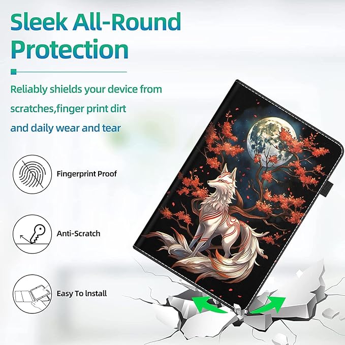 Tablet Case for All-New Amazon Fire HD 8 and Fire HD 8 Plus (10th Gen 2020 &amp 12th Gen 2022) Slim Folding Stand Cover with Auto Wake/Sleep Fox