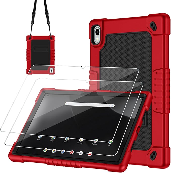 Compatible with Walmart Onn. 11 Tablet Pro 2024 Model 100146660 Case Slim Soft Silicone Shell with Kickstand HD Screen Protector Cover for Onn. 11 Inch Tablet Pro 2024 Model (RedBlack+2Pcs)