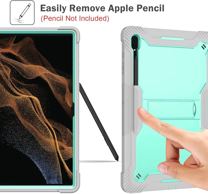 Protective Case Compatible with Samsung Galaxy Tab S9 Ultra 14.6 Inch 2023 Case with Built-in Stand Rugged Hybrid Shockproof Protective CoverCompatible with Samsung Galaxy Tab S9 Ultra(Grey+Green)