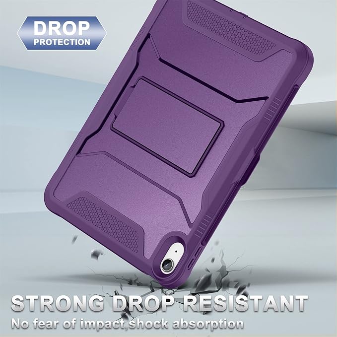 Soke Case for iPad (A16) 11th Generation 11-inch 2025 iPad 10th Generation 10.9-inch 2022 with Built-in Screen Protector and Kickstand Rugged Full Body Protective Cover - Purple