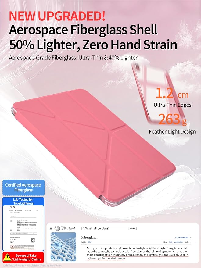 for iPad (A16) 11th/10th Generation Case(2025/2022) - Magnetic Detachable Portrait/Landscape Stand Cover with Hard Shell Back5 Standing AnglesAuto Wake/Sleep Slim &amp LightRed