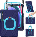 BRAECN Case for 12.4” Samsung Galaxy Tab S10+/ S9 FE+/ S9+/ S8+/ S7 FE/S7+ Plus Rugged Silicone Cover w/S Pen Holder Screen Protector Handle Grip/Kickstand Shoulder Strap Navy Blue
