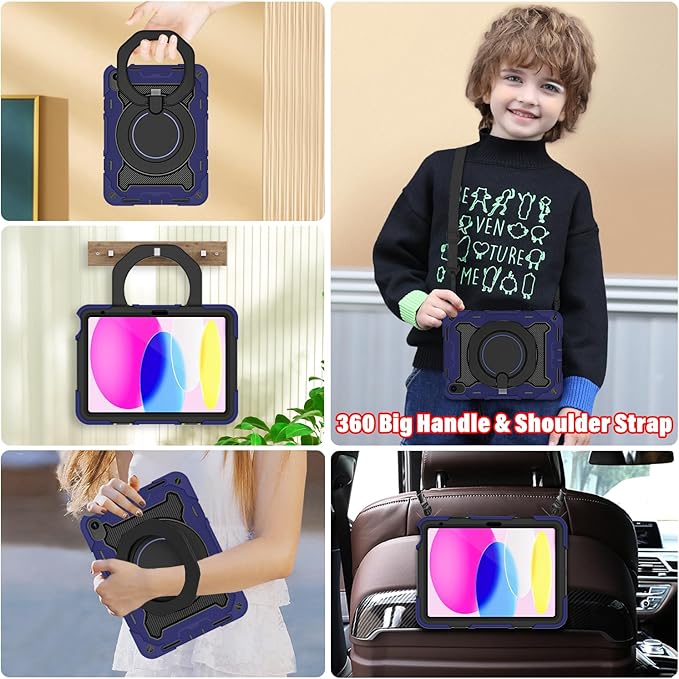 ROISKIN Case for iPad A16 11th Generation 11 Inch 2025 iPad 10th Generation Case 10.9 for Kids with Screen Protector360 Kickstand &amp HandleShoulder StrapHeavy Duty Military Grade Drop Protecti