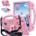 Compatible with Honor Pad 10 2025 12.1 inch Tablet Case Kids Friendly Universal Lightweight Shockproof Protective Case with Shoulder Strap &amp Stand Handle Pink