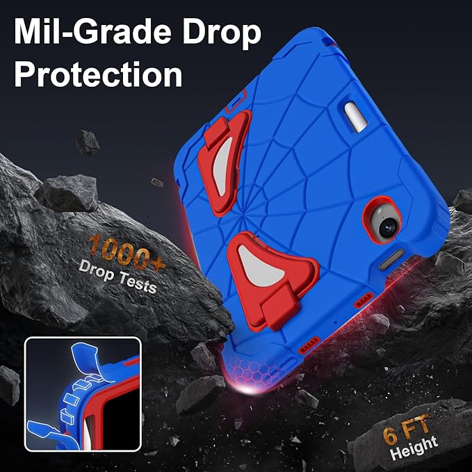 Case for iPad mini 7 (A17 Pro) 2024 iPad mini 6 2021 8.3-Inch Kids Friendly Shockproof Cover with Kickstand Shoulder Strap Pen Holder Support Pencil Pro &amp Pencil USB-C Blue Red