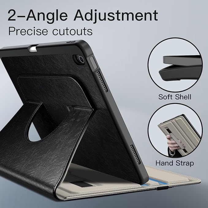 JETech Rotating Case for iPad Air 13-Inch M4/M3/M2 (2026/2025/2024) with Pencil Holder 360 Degree Rotation PU Leather Folio Protective Cover (Black)