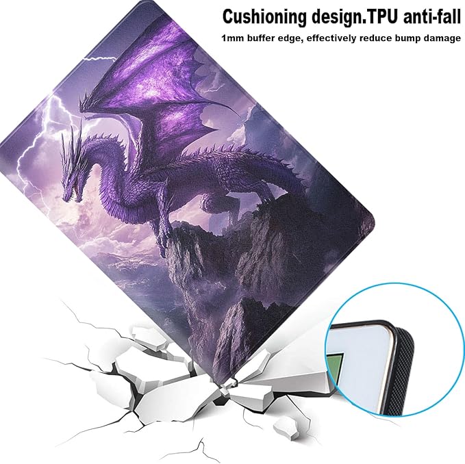 Case for iPad 10.9 Case (10th Gen) Protective Tablet Cover with Adjustable Stand and Magnetic Auto Wake/SleepPurple Dragon