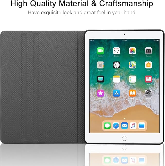 Aesthetic Summer Shells Tablet Case for iPad 6th/5th Gen 2018/2017 9.7 Inch Cute Ocean Beach Starfish Pattern Design Cover for Girls Women Trendy Protective Cases Flip PU Leather Funda