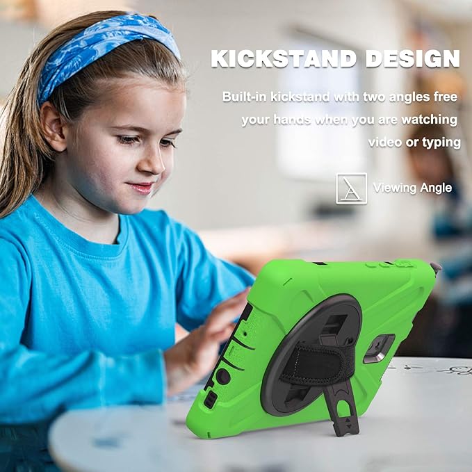 Case for Samsung Galaxy Tab Active 3 8 T570 T575 T577 Heavy Duty Shockproof Rugged 3 Layer Kids Durable Case with 360 Swivel Kickstand Shoulder Strap &amp Hand Strap