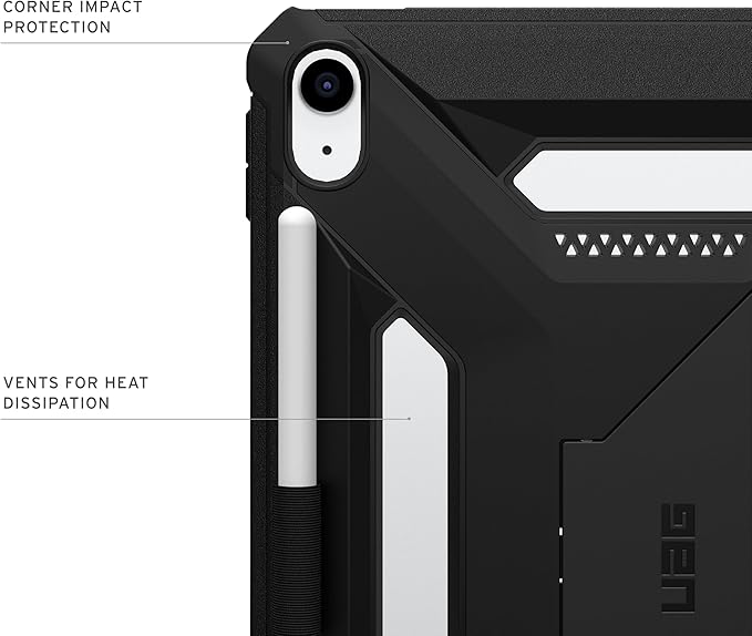 URBAN ARMOR GEAR UAG Designed for iPad 11 A16 11th Gen 2025 Case A3354 A3355 - Rugged Protective Cover with Kickstand and Pencil Holder Scout Plus Black