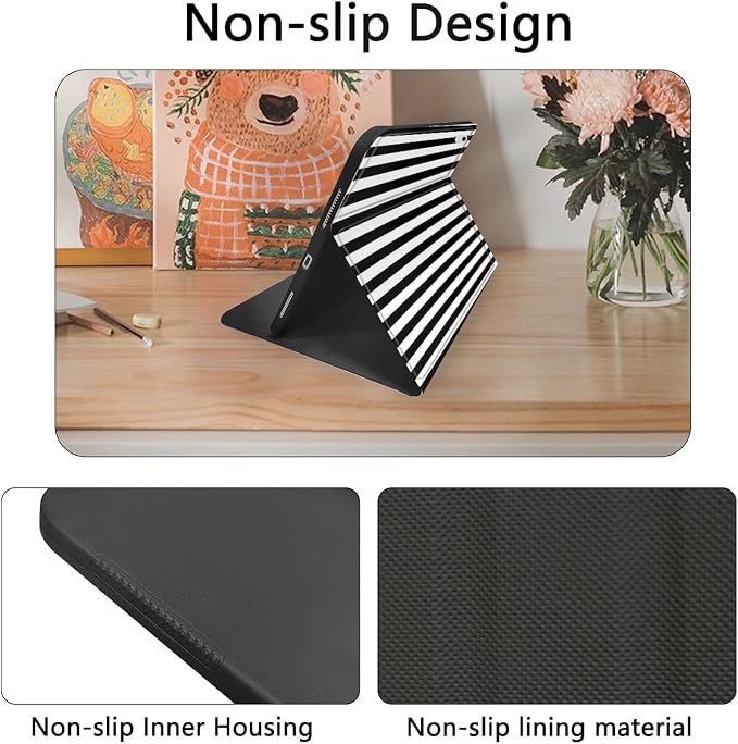 Black White Striped-Black Bow