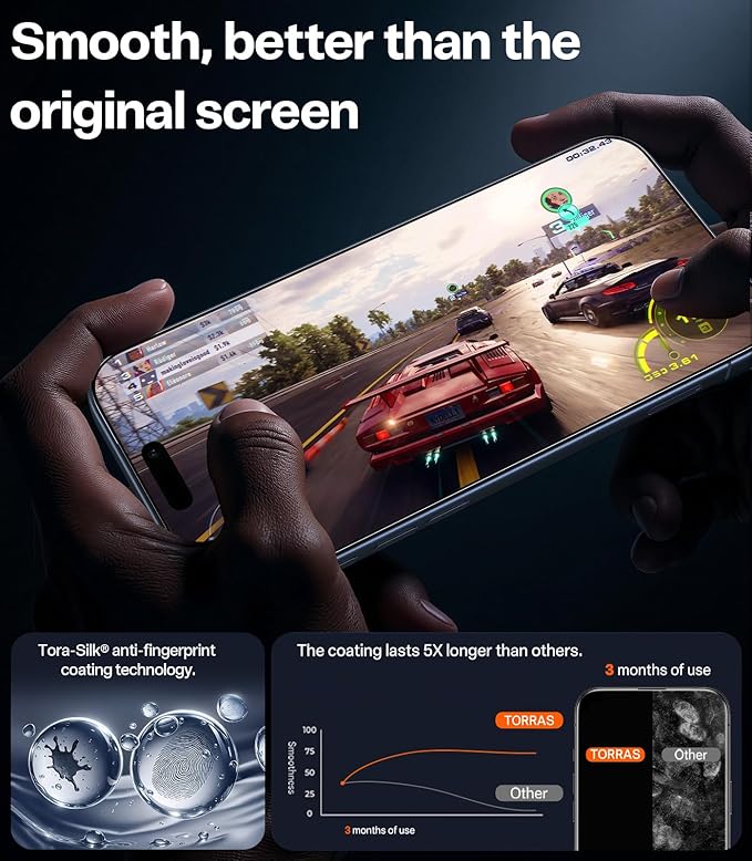TORRAS 2-Pack for iPhone Air Screen Protector [12Ft Military-Grade Shatterproof] [9H+ Aerospace Tempered Glass] Anti-Scratch Full Coverage Fit