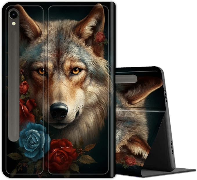 Blue Red Rose Wolf