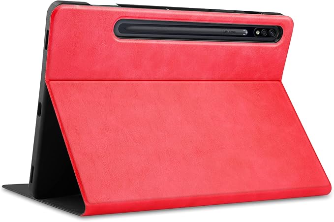 12.4 Inch Case for Samsung Galaxy Tab S8 Plus/S8+ 2022/S7 FE 2021/Tab S7 Plus/S7+ 2020 (SM-X800/T730/T970) with S Pen Holder &amp [Auto Wake/Sleep] Premium PU Leather Folding Stand Cover Red